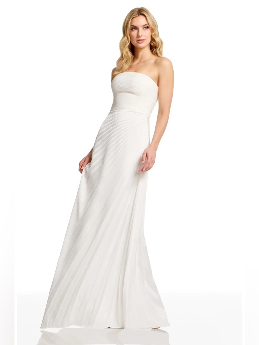 Kinley Accordion Pleat Strapless Evening Gown